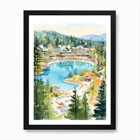 The Ritz Carlton, Lake Tahoe   Truckee, California  Resort Storybook Illustration 3 Art Print