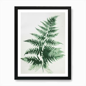 Green Ink Painting Of A Leatherleaf Fern 2 Art Print