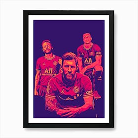 Messi Neymar jr Mbappe Foot Ball Soccer Art Print