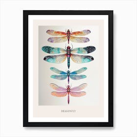 Colourful Insect Illustration Dragonfly 3 Poster Art Print