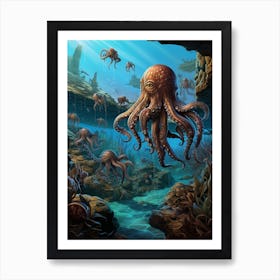 Octopus Migrating Illustration 1 Art Print