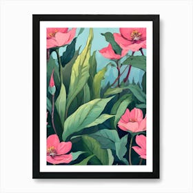 Pink Flowers Background 1 Art Print