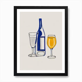 Franciacorta Satèn Picasso Line Drawing Cocktail Poster Art Print