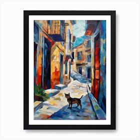 Painting Of Athens Greece With A Cat In The Style Of Impressionism 3 Art Print