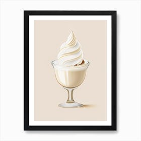 Whipped Cream Parfait Dessert Retro Minimal Flower Art Print