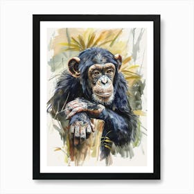 Chimpanzee Pastel Watercolour 3 Poster