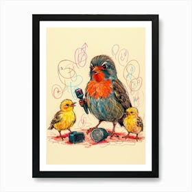 Robin And Chicks Art Print