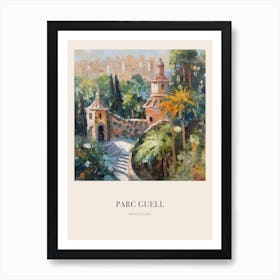 Parc Guell Barcelona Spain Vintage Cezanne Inspired Poster Art Print