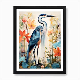 Bird Painting Collage Great Blue Heron 5 Art Print