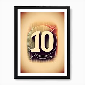 10 Number, Education Retro Drawing 1 Art Print