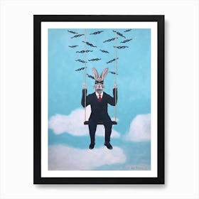 Masked Rabbit Poster Surreal für Wohnzimmer