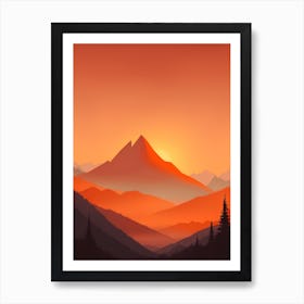 Misty Mountains Vertical Composition In Orange Tone 271 Art Print