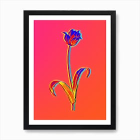 Neon Didier's Tulip Botanical in Hot Pink and Electric Blue n.0424 Art Print