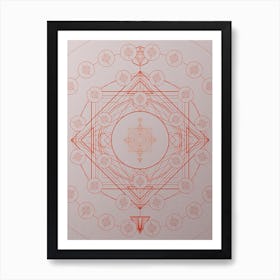 Geometric Abstract Glyph Circle Array in Tomato Red n.0184 Art Print