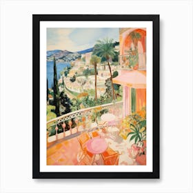 Taormina, Sicily   Italy Beach Club Lido Watercolour 4 Art Print