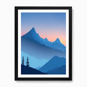 Misty Mountains Vertical Composition In Blue Tone 61 Art Print