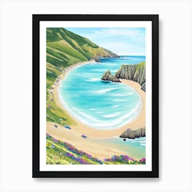 Durdle Door Beach, Dorset Contemporary Illustration   Art Print