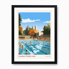 London Fields Lido London Swimming Poster Art Print