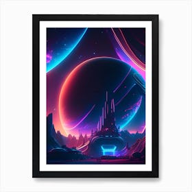 Celestial Neon Nights Space Art Print
