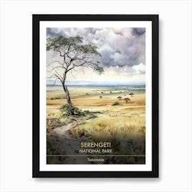 Serengeti National Park Tanzania Watercolour 2 Art Print