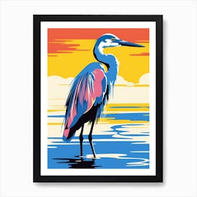 Andy Warhol Style Bird Great Blue Heron 6 Art Print