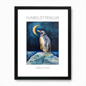 Humboldt Penguin Isabela Island Watercolour Painting 2 Poster Art Print