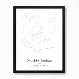 Okuchi Shinohara,Japan Minimalist Map Póster