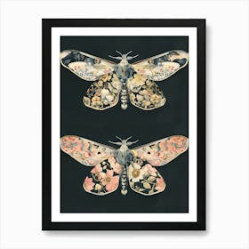 Night Butterflies William Morris Style 6 Art Print