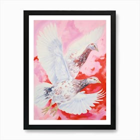 Pink Ethereal Bird Painting Grouse 1 Art Print