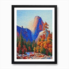 Yosemite National Park United States Of America Pointillism Art Print