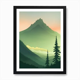 Misty Mountains Vertical Composition In Green Tone 3 Art Print