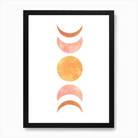 Watercolor Phases Of The Moon Art Print