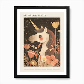 Unicorn In The Meadow Muted Pastels 3 Poster Art Print