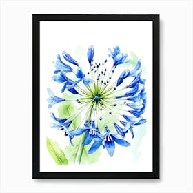 Watercolor Blue Flower Art Print