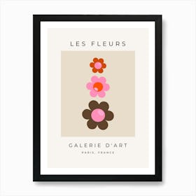 Les Fleurs | 03 - Retro Flowers Olive And Pink Floral Art Print