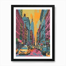 Soho District New York Colourful Silkscreen Illustration 2 Art Print