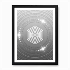 Geometric Glyph in White and Silver with Sparkle Array n.0200 Art Print