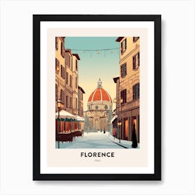 Vintage Winter Travel Poster Florence Italy 1 Art Print