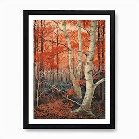 Birch 5 Vintage Autumn Tree Print  Art Print