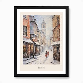 Vintage Winter Painting Poster Prague Czech Republic Art Print