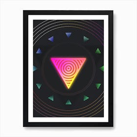 Neon Geometric Glyph in Pink and Yellow Circle Array on Black n.0167 Art Print