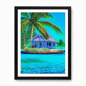 Ambergris Caye Belize Pointillism Style Tropical Destination Art Print