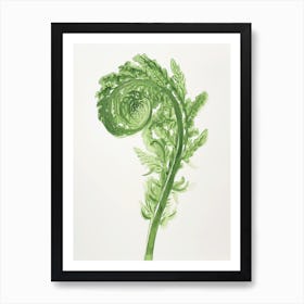 Green Ink Painting Of A Asparagus Fern 1 Art Print