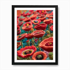 Red Poppies Knitted In Crochet 3 Art Print