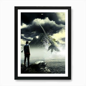 Man Looking At A Whale Art Print
