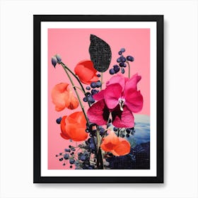 Surreal Florals Sweet Pea 1 Flower Painting Art Print