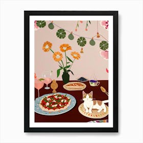 Cat And Pizza 1 Art Print