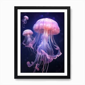 Lions Mane Jellyfish Neon Illustration 5 Art Print