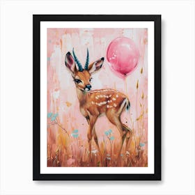 Cute Antelope 1 With Balloon Art Print