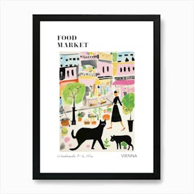 The Food Market In Vienna 4 Illustration Poster Art Print